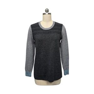 Toad&Co Womens Medium Grey Lambswool Colorblock Long Sleeve Crewneck‎ Sweater